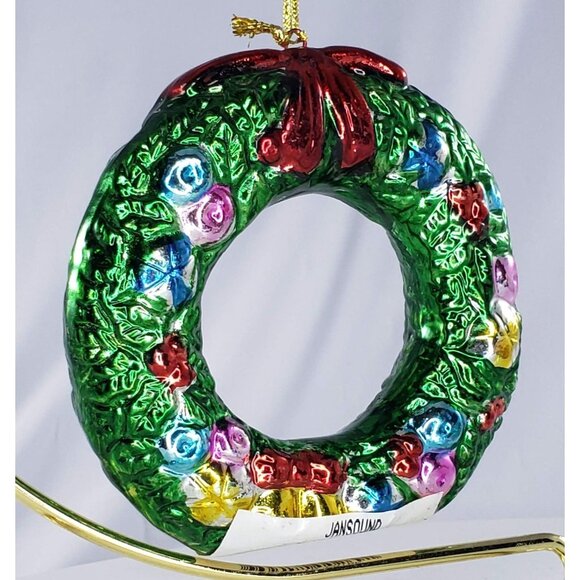 Metal Christmas Ornament Wreath Bear Deer Bulb Lot of 2 Jansound - Picture 4 of 9